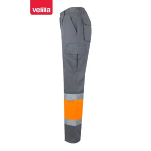 Pantalón forrado bicolor Velilla 156 Gris/Naranja flúor, vista lateral