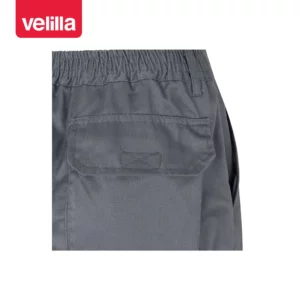Pantalón forrado bicolor Velilla 156 Gris/Amarillo flúor, detalle de cintura y bolsillo trasero