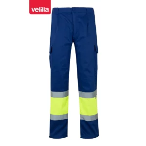 Pantalón forrado bicolor Velilla 156 Azulina/Amarillo flúor, vista frontal