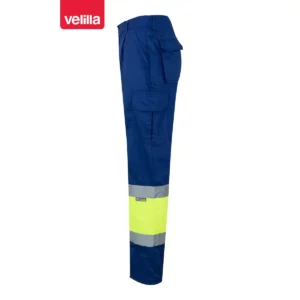 Pantalón forrado bicolor Velilla 156 Azulina/Amarillo flúor, vista lateral