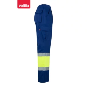Pantalón forrado bicolor Velilla 156 Azulina/Amarillo flúor, vista lateral opuesta