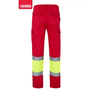 Pantalón forrado bicolor Velilla 156 Rojo/Amarillo flúor, vista trasera