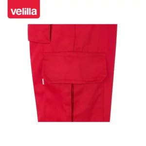 Pantalón forrado bicolor Velilla 156 Rojo/Amarillo flúor, detalle de bolsillo lateral