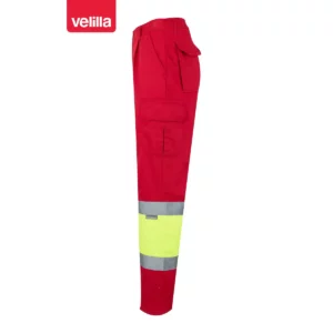 Pantalón forrado bicolor Velilla 156 Rojo/Amarillo flúor, vista lateral