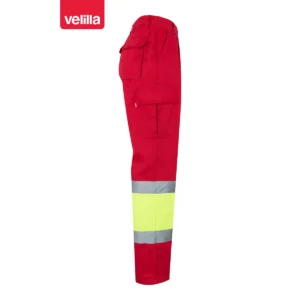 Pantalón forrado bicolor Velilla 156 Rojo/Amarillo flúor, vista lateral opuesta