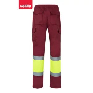 Pantalón forrado bicolor Velilla 156 Granate/Amarillo flúor, vista trasera