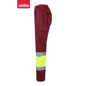 Pantalón forrado bicolor Velilla 156 Granate/Amarillo flúor, vista lateral