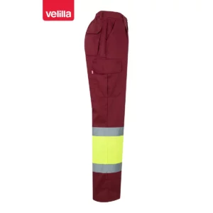 Pantalón forrado bicolor Velilla 156 Granate/Amarillo flúor, vista lateral opuesta