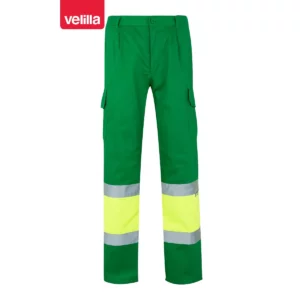Pantalón forrado bicolor Velilla 156 Verde hierba/Amarillo flúor, vista frontal