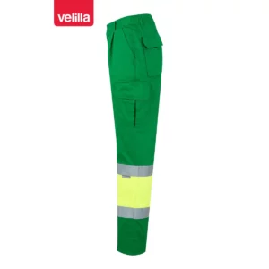 Pantalón forrado bicolor Velilla 156 Verde hierba/Amarillo flúor, vista lateral