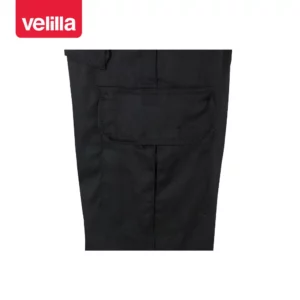 Pantalón bicolor multibolsillos Velilla 157 Negro/Amarillo flúor, detalle de bolsillo lateral
