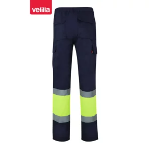 Pantalón bicolor multibolsillos Velilla 157 Azul marino/Amarillo flúor, vista trasera