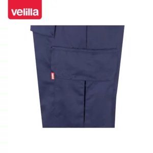 Pantalón bicolor multibolsillos Velilla 157 Azul marino/Amarillo flúor, detalle de bolsillo lateral