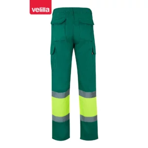 Pantalón bicolor multibolsillos Velilla 157 Verde/Amarillo flúor, vista trasera