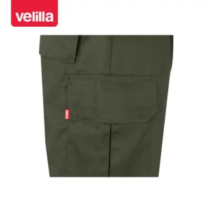 Pantalón bicolor multibolsillos Velilla 157 Verde caza/Amarillo flúor, detalle de bolsillo lateral