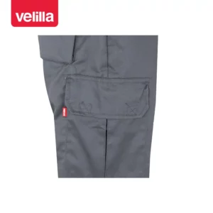 Pantalón bicolor multibolsillos Velilla 157 Gris/Naranja flúor, detalle de bolsillo lateral