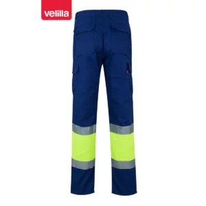 Pantalón bicolor multibolsillos Velilla 157 Azulina/Amarillo flúor, vista trasera