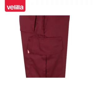 Pantalón bicolor multibolsillos Velilla 157 Granate/Amarillo flúor, detalle de bolsillo lateral