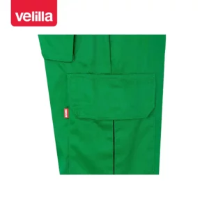 Pantalón bicolor multibolsillos Velilla 157 Verde hierba/Amarillo flúor, detalle de bolsillo lateral