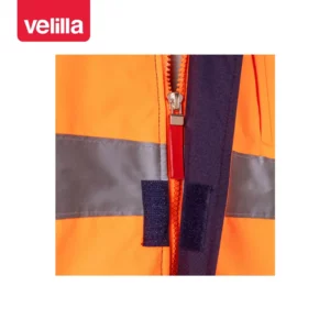 Cazadora acolchada bicolor Velilla 161 Azul marino/Naranja flúor, detalle de cierre central