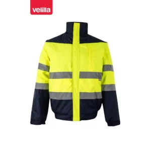 Cazadora acolchada bicolor Velilla 161 Azul marino/Amarillo flúor, vista frontal