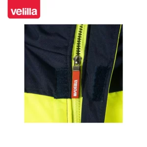 Cazadora acolchada bicolor Velilla 161 Azul marino/Amarillo flúor, detalle de cierre central