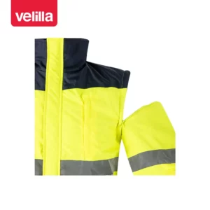 Cazadora acolchada bicolor Velilla 161 Azul marino/Amarillo flúor, detalle de manga desmontable