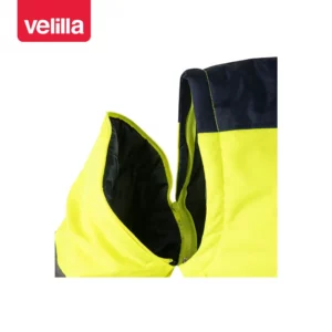 Cazadora acolchada bicolor Velilla 161 Azul marino/Amarillo flúor, detalle de sisa con manga desmontada