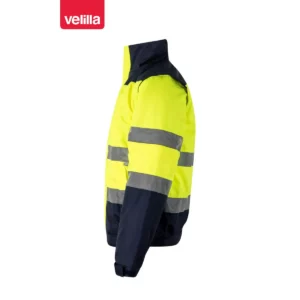 Cazadora acolchada bicolor Velilla 161 Azul marino/Amarillo flúor, vista lateral