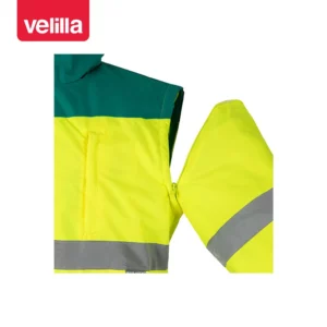 Cazadora acolchada bicolor Velilla 161 Verde/Amarillo flúor, detalle de manga desmontable