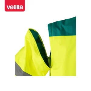 Cazadora acolchada bicolor Velilla 161 Verde/Amarillo flúor, detalle de sisa con manga desmontada