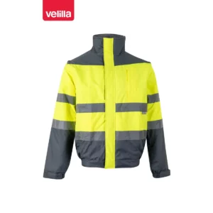 Cazadora acolchada bicolor Velilla 161 Gris/Amarillo flúor, vista frontal