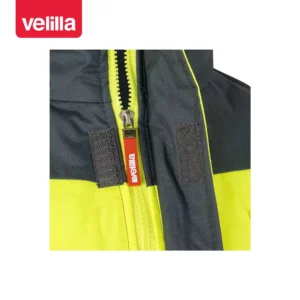 Cazadora acolchada bicolor Velilla 161 Gris/Amarillo flúor, detalle de cierre central
