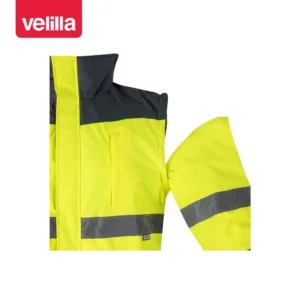 Cazadora acolchada bicolor Velilla 161 Gris/Amarillo flúor, detalle de manga desmontable