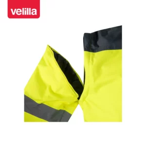 Cazadora acolchada bicolor Velilla 161 Gris/Amarillo flúor, detalle de sisa con manga desmontada