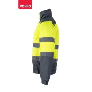 Cazadora acolchada bicolor Velilla 161 Gris/Amarillo flúor, vista lateral