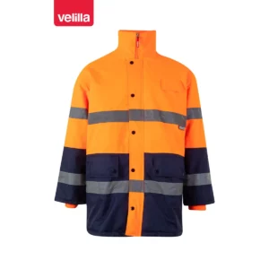 Parka bicolor alta visibilidad Velilla 166 Azul marino/Naranja flúor, vista frontal
