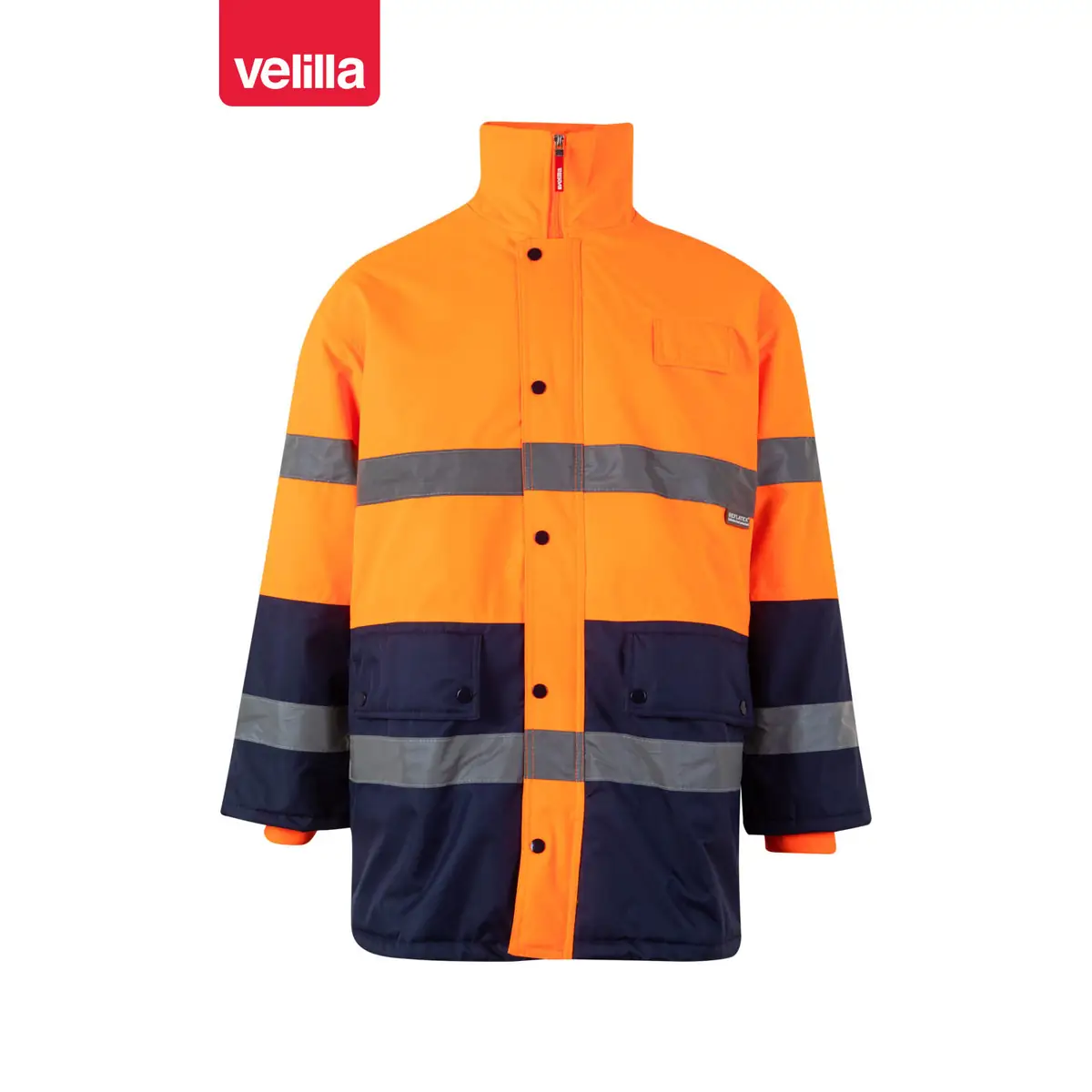 Parka bicolor alta visibilidad Velilla 166 7 Parka bicolor alta visibilidad Velilla 166 Azul marino/Naranja flúor, vista frontal