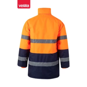 Parka bicolor alta visibilidad Velilla 166 Azul marino/Naranja flúor, vista trasera