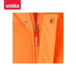 Parka bicolor alta visibilidad Velilla 166 Azul marino/Naranja flúor, detalle de cierre central