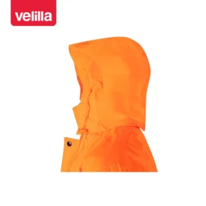 Parka bicolor alta visibilidad Velilla 166 Azul marino/Naranja flúor, detalle de capucha