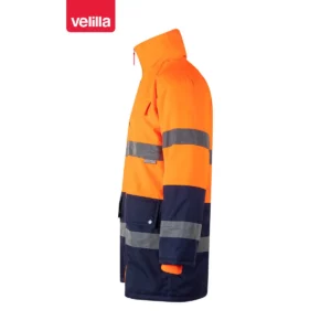 Parka bicolor alta visibilidad Velilla 166 Azul marino/Naranja flúor, vista lateral