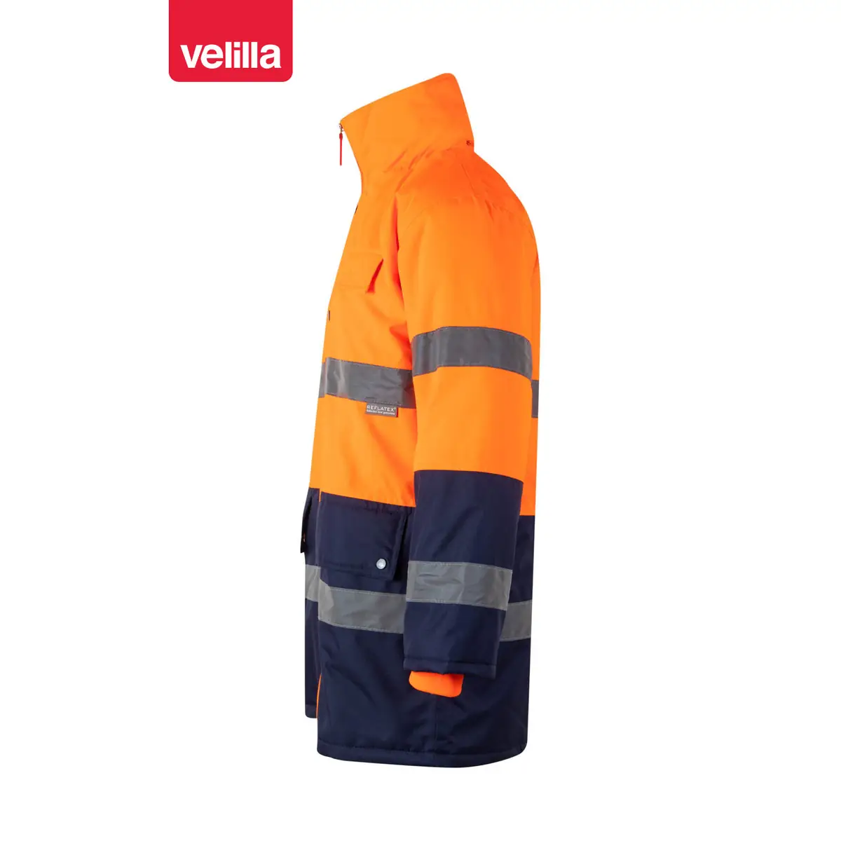 Parka bicolor alta visibilidad Velilla 166 8 Parka bicolor alta visibilidad Velilla 166 Azul marino/Naranja flúor, vista lateral