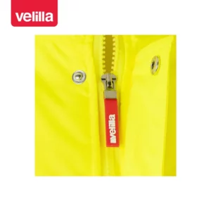 Parka bicolor alta visibilidad Velilla 166 Azul marino/Amarillo flúor, detalle de cierre central
