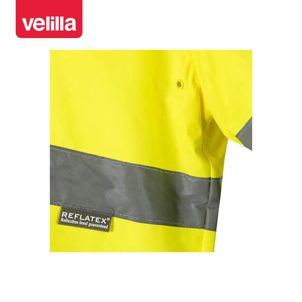 Parka bicolor alta visibilidad Velilla 166 14 Parka bicolor alta visibilidad Velilla 166 Azul marino/Amarillo flúor, detalle de tejido y cinta reflectante
