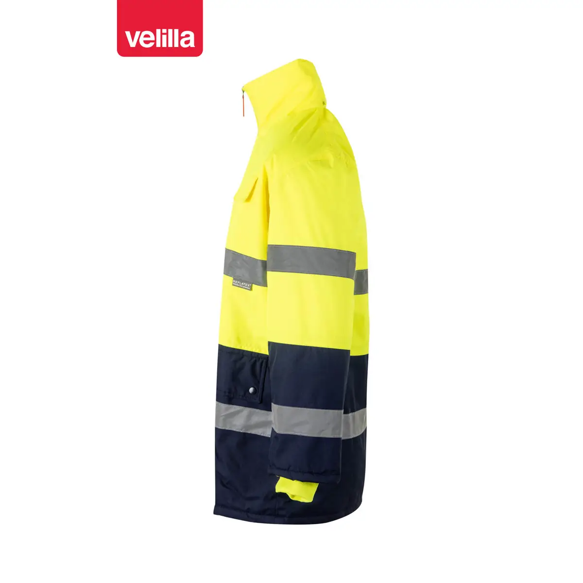 Parka bicolor alta visibilidad Velilla 166 5 Parka bicolor alta visibilidad Velilla 166 Azul marino/Amarillo flúor, vista lateral