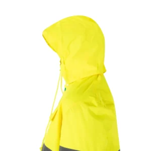 Parka bicolor alta visibilidad Velilla 166 Verde/Amarillo flúor, detalle de capucha