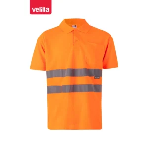 Polo alta visibilidad Velilla 172 Naranja flúor, vista frontal