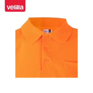 Polo alta visibilidad Velilla 172 Naranja flúor, detalle de cuello y botones