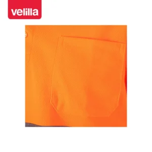 Polo alta visibilidad Velilla 172 Naranja flúor, detalle de bolsillo del pecho